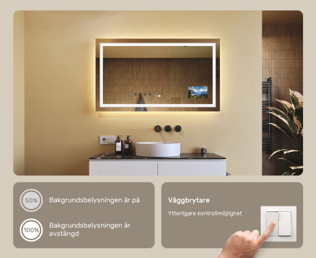 Badrumsspegel med LED-belysning Spegel L15 120x80cm - SmartScreen, DualColor, Värmemattor #6