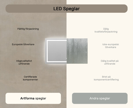 Badrumsspegel med LED-belysning Spegel L15 120x80cm - SmartScreen, DualColor, Värmemattor #7