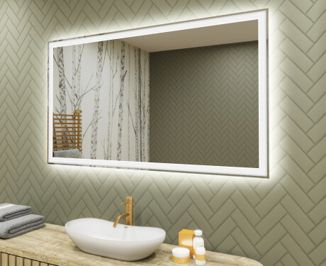 Badrumsspegel med LED-belysning Spegel 120x70cm med kallt LED-ljus 7000K, varmt ljus 3000K eller neutralt ljus 4500K
