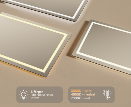 Badrumsspegel med LED-belysning Spegel 120x70cm med kallt LED-ljus 7000K, varmt ljus 3000K eller neutralt ljus 4500K #3