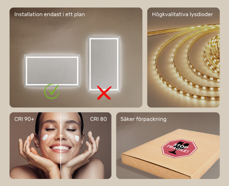 Badrumsspegel med LED-belysning Spegel 120x70cm med kallt LED-ljus 7000K, varmt ljus 3000K eller neutralt ljus 4500K #5