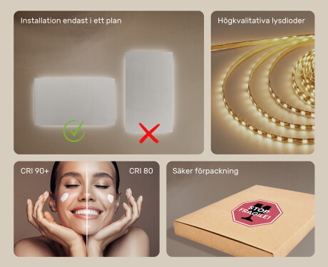 Badrumsspegel med LED-belysning Spegel 120x70cm med kallt LED-ljus 7000K, varmt ljus 3000K eller neutralt ljus 4500K #5