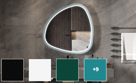 Oregelbunden LED-spegel med högblank lackerad MDF-ram L308