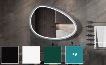 Asymmetrisk LED-spegel med lackad MDF-ram L310