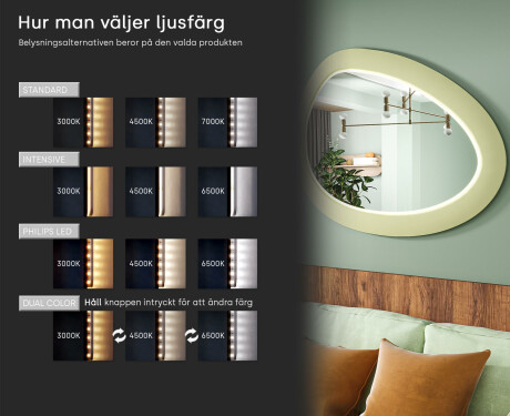 Asymmetrisk LED-spegel med MDF-ram L310 #5