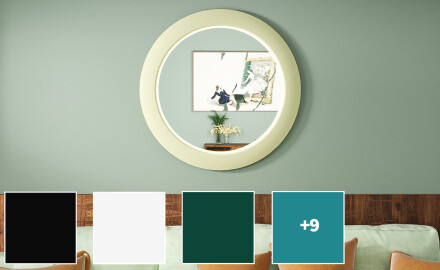 LED-spegel med MDF i en rund, lackad ram L306