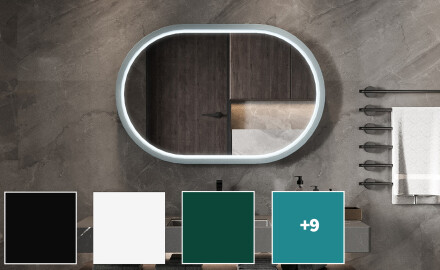 LED-spegel i stadionform med lackad MDF-ram L307