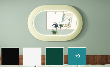 Modernt LED-spegel i stadionform med MDF-ram L307