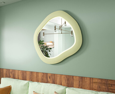 Designer LED-spegel med MDF i geometrisk form L309