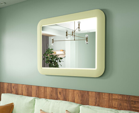 Rundad LED-spegel i en glansig MDF-ram L305