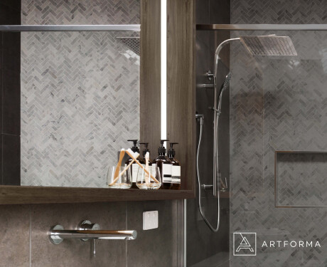 LED-badrumsspegel med WoodenFrame-ram i färgen Oslo-ek #10