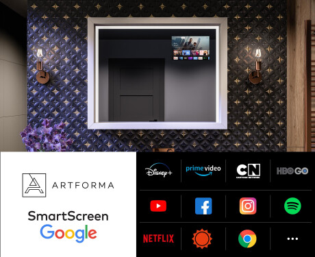 LED-badrumsspegel med WoodenFrame-ram i färgen Oslo-ek #3