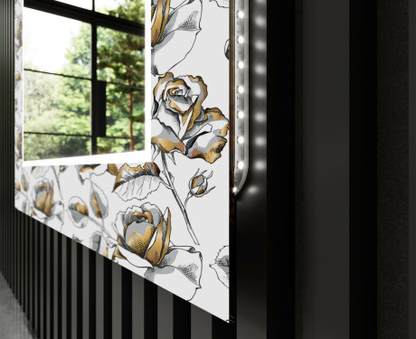 DEKORATIV SPEGEL MED LED-BELYSNING FÖR HALLEN - Golden Flowers #11