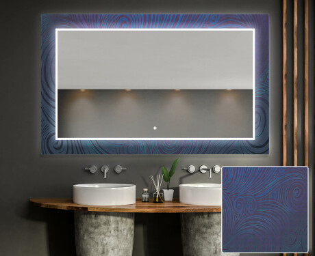 Dekorativ Spegel Med Belysning För Badrum - Blue Drawing