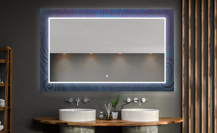Dekorativ Spegel Med Belysning För Badrum - Blue Drawing