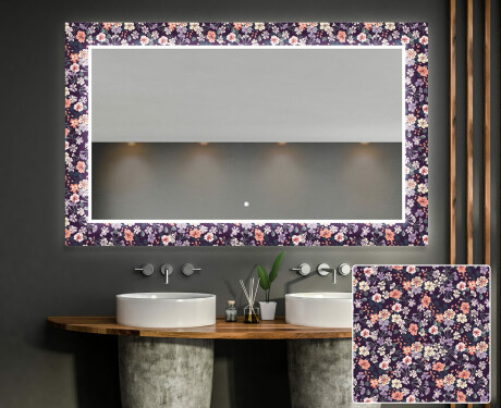 Dekorativ Spegel Med Belysning För Badrum - Elegant Flowers