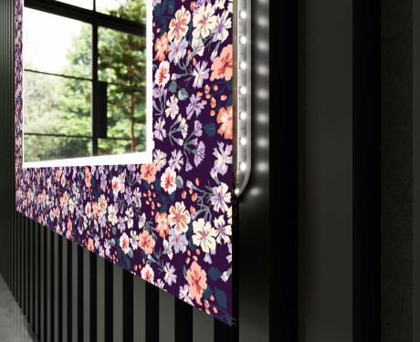 Dekorativ Spegel Med Belysning För Badrum - Elegant Flowers #11