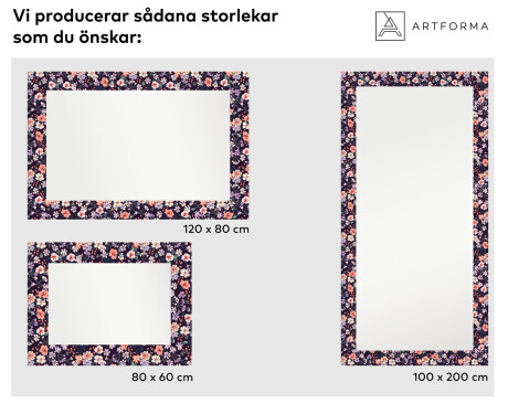 Dekorativ Spegel Med Belysning För Badrum - Elegant Flowers #2
