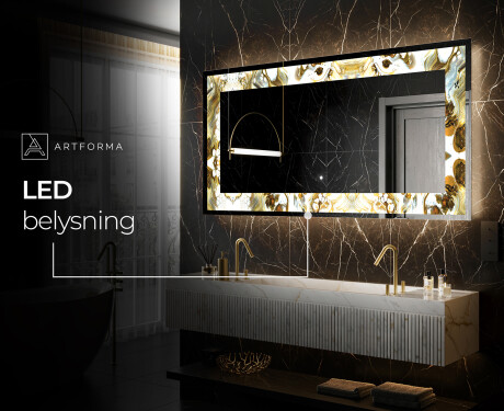 Dekorativ Spegel Med Belysning - Golden Streaks #6