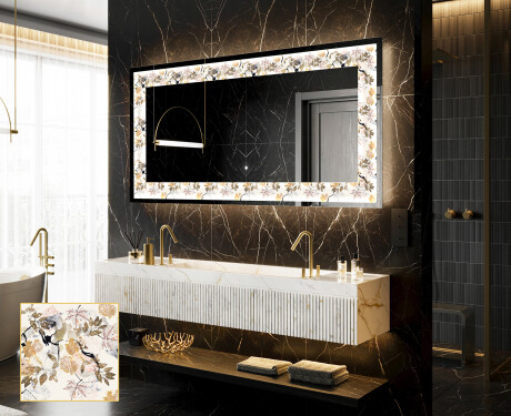 Dekorativ Spegel Med Belysning - Floral Reflections