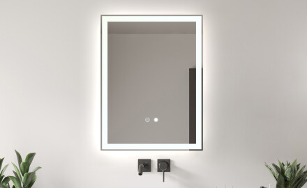 Spegel Med LED-Belysning L01 60x80 cm, Touch-brytare, Värmemattor