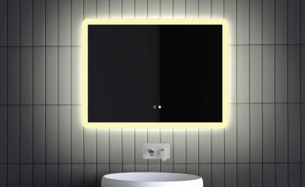 Spegel Med LED-Belysning L59 80x60 cm, Touch-brytare, Värmemattor
