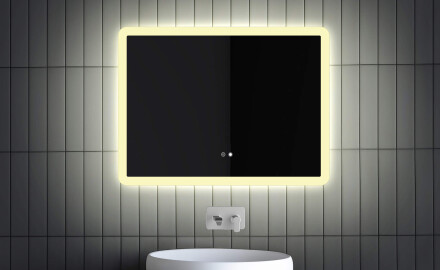Spegel Med LED-Belysning L59 80x60 cm, Touch-brytare, Värmemattor