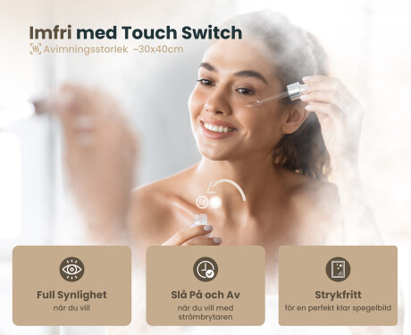 Rund badrumsspegel med LED-belysning Spegel 60cm med Dual color, Touch-brytare, Värmemattor - L76 #4