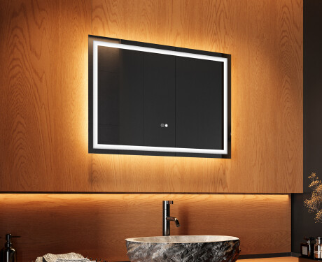 Badrumsspegel med LED-belysning Spegel 70x50cm med Dual color, Touch-brytare, Värmemattor - L49