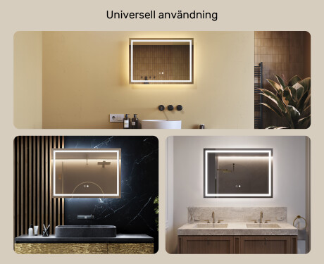 Badrumsspegel med LED-belysning Spegel 70x50cm med Dual color, Touch-brytare, Värmemattor - L49 #2