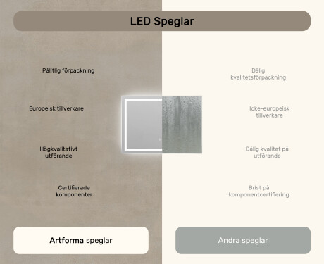 Badrumsspegel med LED-belysning Spegel 70x50cm med Dual color, Touch-brytare, Värmemattor - L49 #7
