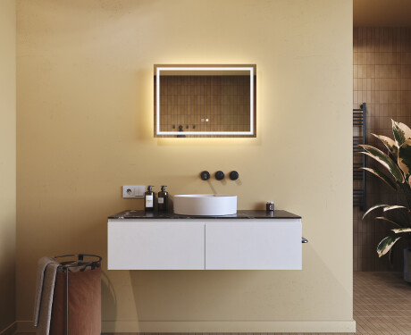 Badrumsspegel med LED-belysning Spegel 70x50cm med Dual color, Touch-brytare, Värmemattor - L49 #9