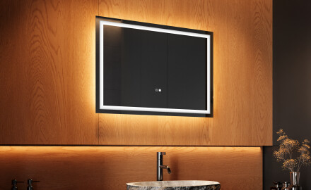 Badrumsspegel med LED-belysning Spegel 70x50cm med Dual color, Touch-brytare, Värmemattor - L49