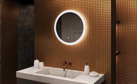 Rundt LED-upplyst badrumsspegel 60 cm med Dual color, Touch-brytare