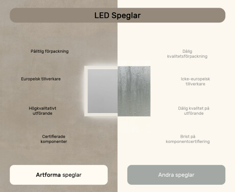 Rektangulärt badrumsspegel med LED-belysning 80x60 cm med Dual color, Touch-brytare #6