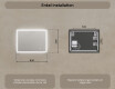 Rektangulärt badrumsspegel med LED-belysning 80x60 cm med Dual color, Touch-brytare #7