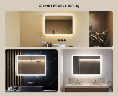 Rektangulärt LED-upplyst badrumsspegel 100x70 cm med Dual color, Touch-brytare #2