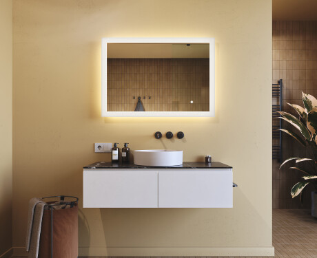 Rektangulärt LED-upplyst badrumsspegel 100x70 cm med Dual color, Touch-brytare #8
