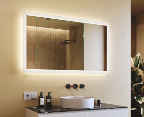 Rektangulärt badrumsspegel med LED-belysning 120x70 cm med Dual color, Touch-brytare
