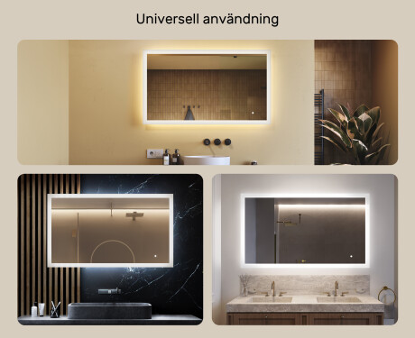 Rektangulärt badrumsspegel med LED-belysning 120x70 cm med Dual color, Touch-brytare #2