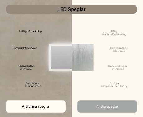 Rektangulärt badrumsspegel med LED-belysning 120x70 cm med Dual color, Touch-brytare #6