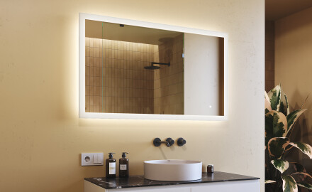 Rektangulärt badrumsspegel med LED-belysning 120x70 cm med Dual color, Touch-brytare
