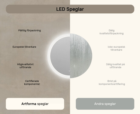 Rundt badrumsspegel med LED-belysning 80 cm med Dual color, Touch-brytare, Värmemattor #7