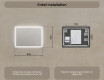 Rektangulärt LED-badrumsspegel 80x60 cm med Dual color, Touch-brytare, Värmemattor #8