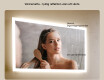 Rektangulärt badrumsspegel med LED-belysning 100x70 cm med Dual color, Touch-brytare, Värmemattor #5
