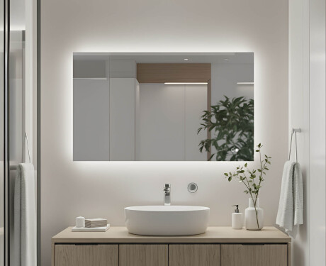 Rektangulär badrumsspegel med LED-belysning 80x60/60x80 cm, dubbelfärg, beröringsströmbrytare, värmematta