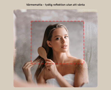 Badrumsspegel med belysning, 84×74 cm, tvåfärgad, touch‑strömbrytare, värmematta #5