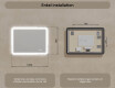 Avrundat badrumsspegel med LED‑belysning, 100×70 cm, tvåfärgad, touch‑strömbrytare, värmematta #8