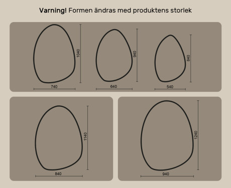 Oregelbundet spegel med belysning, 64×94 cm, tvåfärgad, touch‑strömbrytare, värmematta #10