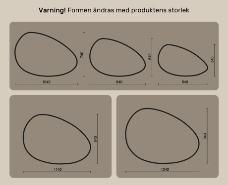 Oregelbundet spegel med belysning, 114×84 cm, tvåfärgad, touch‑strömbrytare, värmematta #10